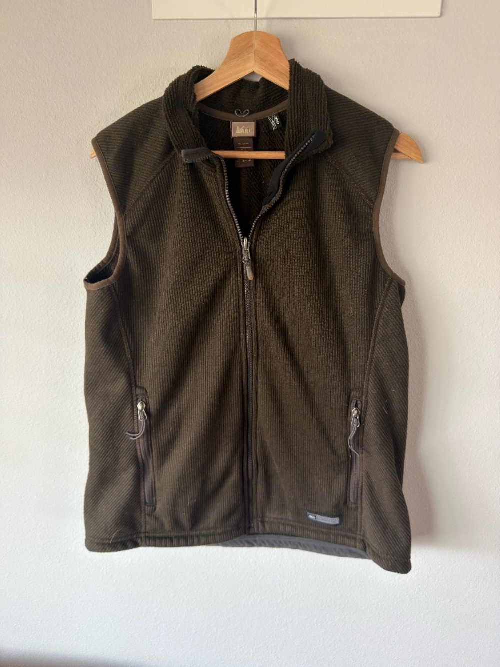 REI Brown Ribbed Vest with Polartec - Women's Size Medium